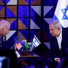 US President Joe Biden attends a meeting with Israeli Prime Minister Benjamin Netanyahu, as he visits Israel amid the ongoing conflict between Israel and Hamas, in Tel Aviv, Israel, October 18, 2023. 