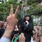 Faezeh Hashemi at an anti-government rally. Undated